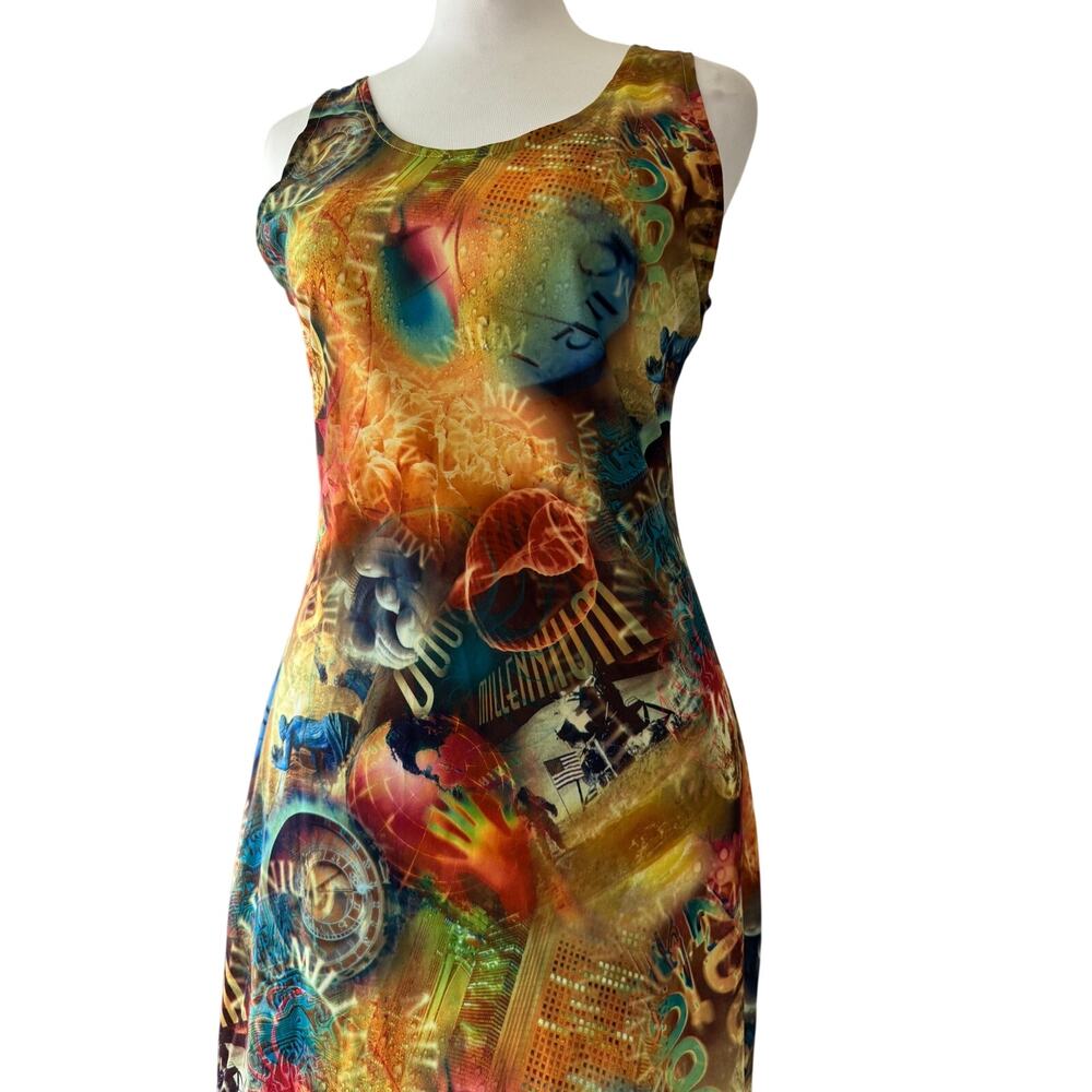Canbay Collection Celestial Space Global History Print Sleeveless Maxi Dress